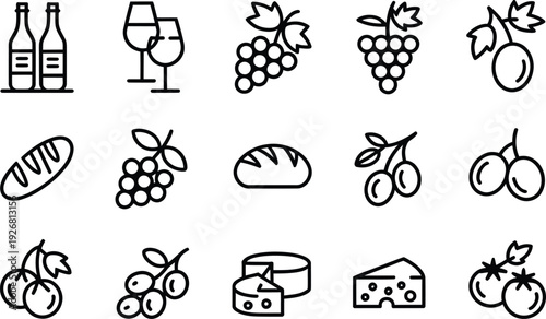 Delicious wine and cheese spread with fresh fruit and bread