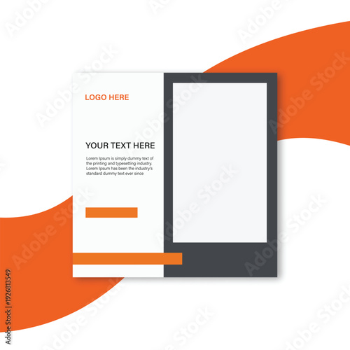 Clean square social media post template with orange accents and text placeholders