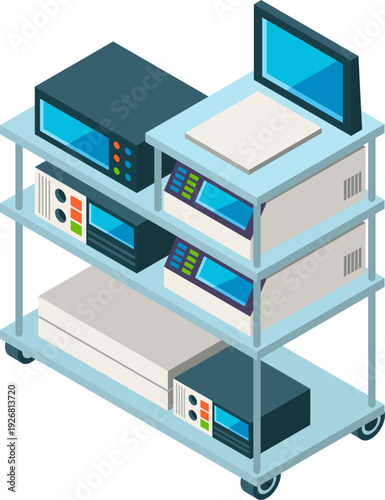Ultrasound machine. Medical room apparatus isometric icon