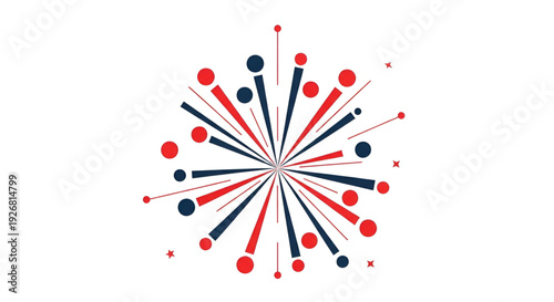 Abstract firework explosion burst in red and blue patriotic colors
