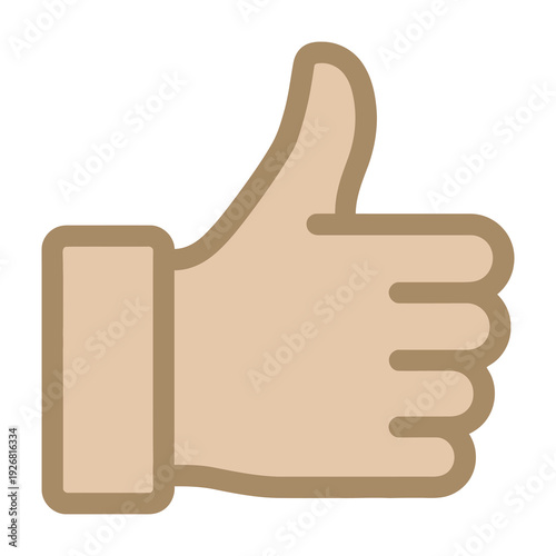 Hand giving a thumbs up gesture in beige tones flat design style with smooth edges and minimalist aesthetic