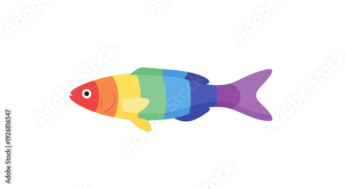 Colorful Rainbow Fish Icon.