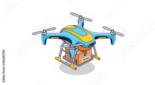 Drone Carrying Brown Package.