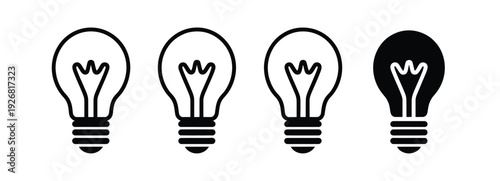 Lamp line icon, set featuring idea light bulb symbols in flat style, perfect for creativity concepts, innovation themes, startup branding, brainstorming visuals, and modern UI design projects