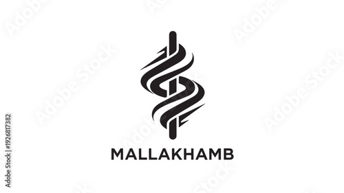 Professional logo design featuring a stylized twisted rope symbolizing Mallakhamb, a traditional Indian sport, with bold typography on a clean white background.