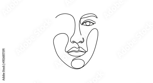 Face Line Art Portrait.