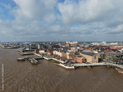 aerial view of Hull Pier, Nelson Street Hull