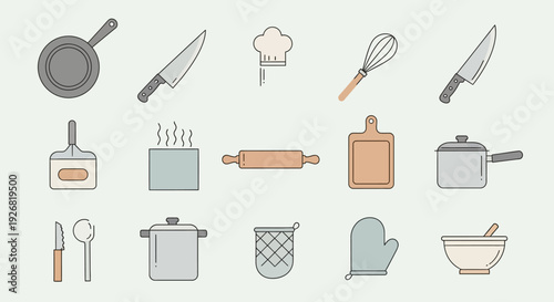 Kitchen Utensils and Cookware Collection - Flat Design Icons