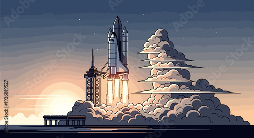 Space Shuttle Launching into the Sky.