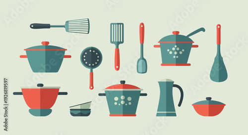 Kitchenware Collection: Pots, Pans, Utensils & Cookware Set - Flat Design