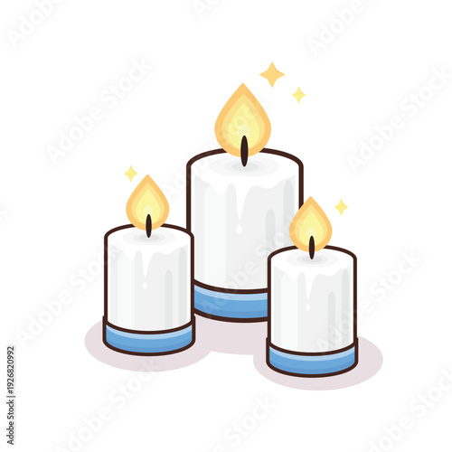 White candle light illustration vector cartoon.