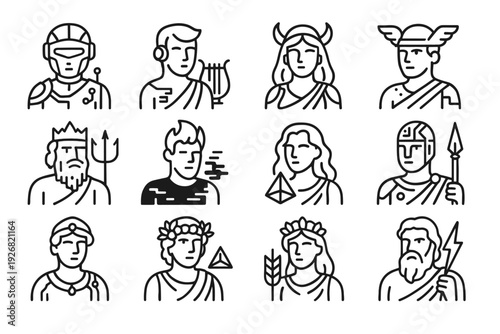 Electric hades ai digital icon prism demeter deities chrome vector icons athena