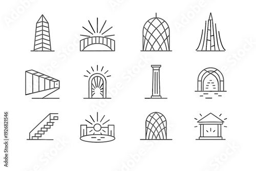 Luminous icon tower icons vault solar lucid architects light vector glass glowing