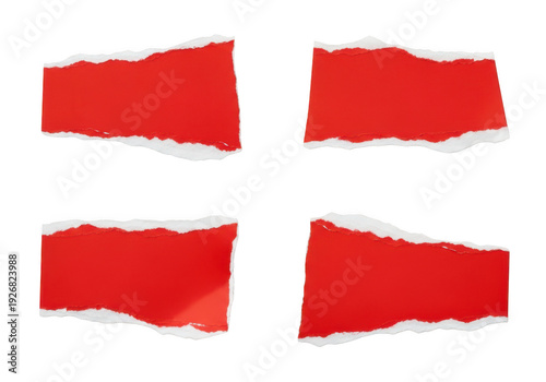 Wallpaper Mural A digital illustration of four red torn paper strips arranged in a cross pattern on a white background. Torontodigital.ca