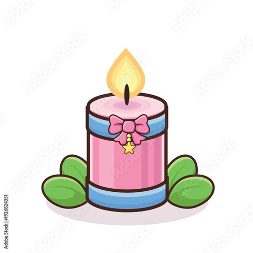 candle light illustration vector cartoon. pink candle. yellow candle. blue candle