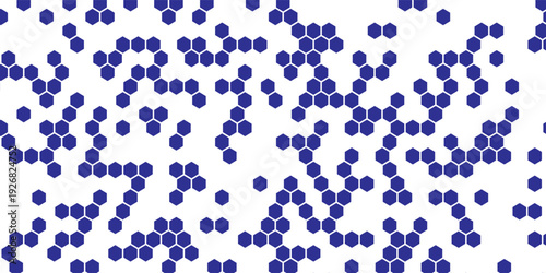 Faded electric blue glitch geo washed effect seamless border. Indigo dye grungy blotched distress abstract ribbon texture repeat.