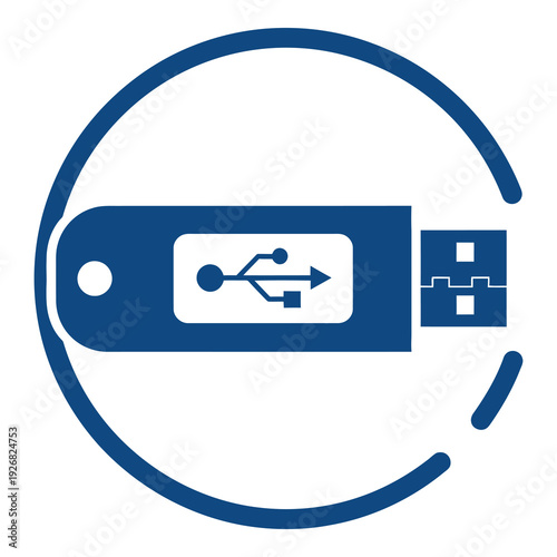 Usb flash drive with arrow symbol in circle  data transfer icon icon
