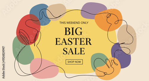 A colorful abstract design for a Big Easter Sale advertisement in a modern vector style, ideal for seasonal promotions