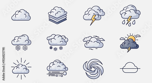 Collection of Simple Weather Icons Set.