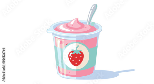 Strawberry Yogurt Cup Illustration