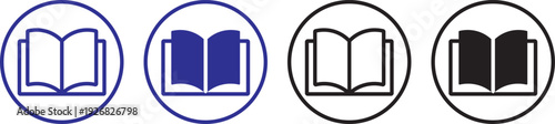 Book icons set. open book icon pictogram set illustration. open book icon silhouette vector designs. Editable Strokes. Open book flat icon vector collection for learning library and reading apps