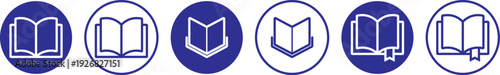 Book icons set. open book icon pictogram set illustration. open book icon silhouette vector designs. Editable Strokes. Open book flat icon vector collection for learning library and reading apps