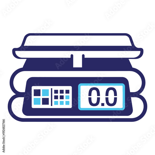 Digital kitchen scale with LCD display and buttons on transparent background icon