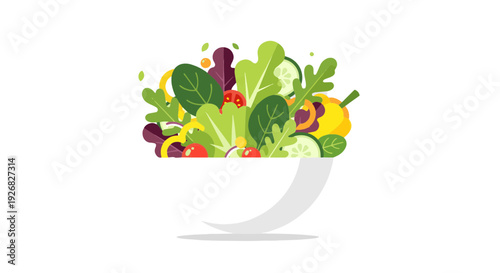 Fresh, Healthy, and Vibrant Salad Bowl Illustration Showcasing Delicious Ingredients for a Balanced Diet