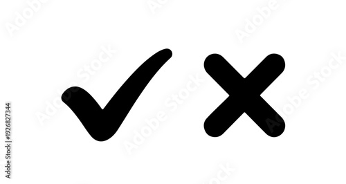 Check mark and cross symbol, representing yes or no, correct or incorrect, approval or rejection