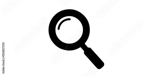 Sleek Black Magnifying Glass Icon for Digital Search, Zoom, and Discovery Interface Element