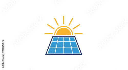 Solar Panel with Sun Icon Illustration.