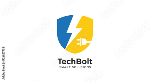 TechBolt Logo Design with Shield and Bolt.
