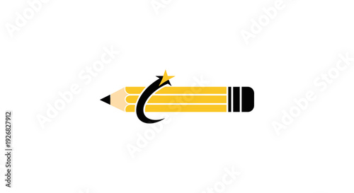 Yellow Pencil with Black Eraser and Sharpener.