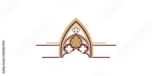 Abstract illustration of arched design with ornate elements and dark background