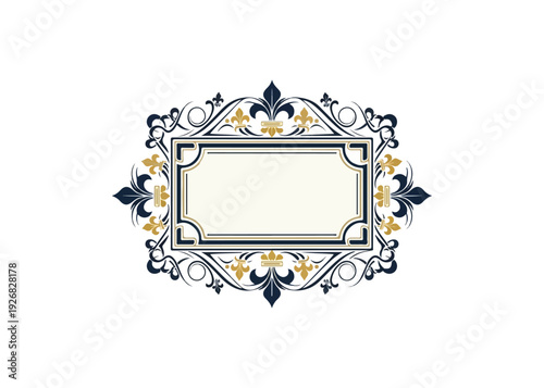 Elegant decorative frame with floral and fleur de lis elements