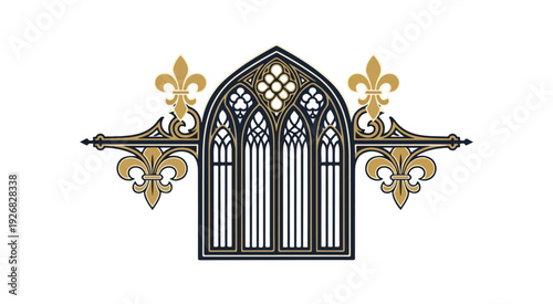 Gothic architectural element with fleur de lis decoration