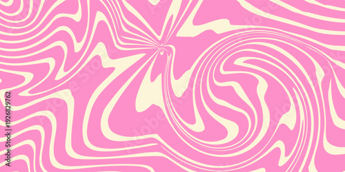 Abstract horizontal background with colorful waves. Trendy vector illustration in style retro 60s, 70s.