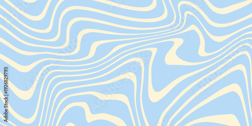 Abstract horizontal background with colorful waves. Trendy vector illustration in style retro 60s, 70s.