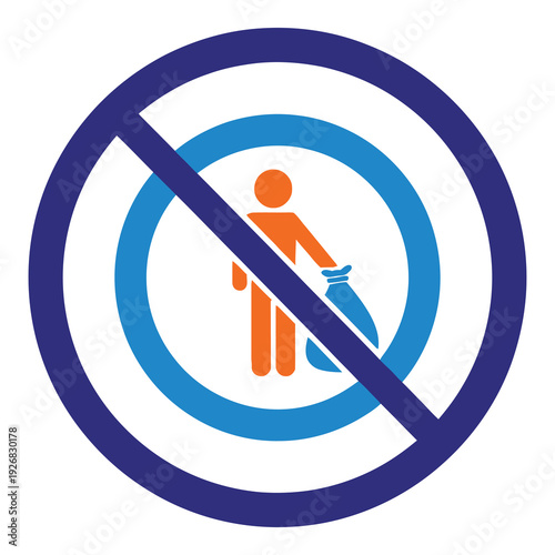 No littering sign with person throwing trash  prohibition symbol icon