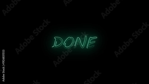 Done text icon animation on background.