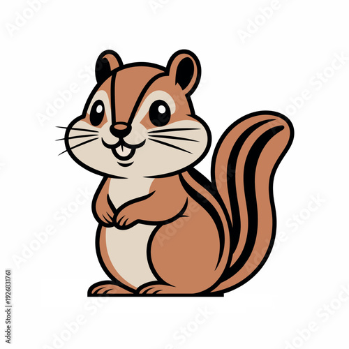 Cute chipmunk or squirrel character mascot in flat cartoon vector.