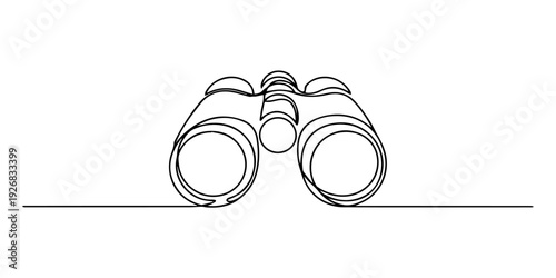 The binoculars are drawn with one continuous line. Vector illustration, Continuous line drawing of binoculars with simple artistic style. No editable strokes, binoculars continuous one line drawing
