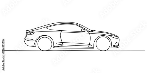 continuous one line drawing of car vector icon.one line vector illustration with white background, Abstract small car in continuous line art drawing style. Minimalist black linear sketch isolated