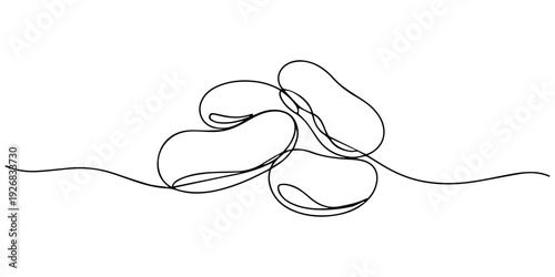 Quadro su tela Fava beans continuous one line drawing, Fava beans simple color vector illustration