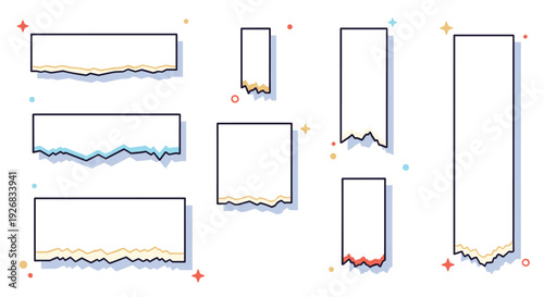 A collection of colorful decorative banners and labels in modern flat vector style, perfect for graphic design projects