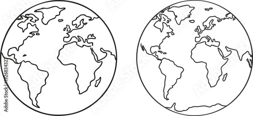 World Globe Outline Earth Vector Icon