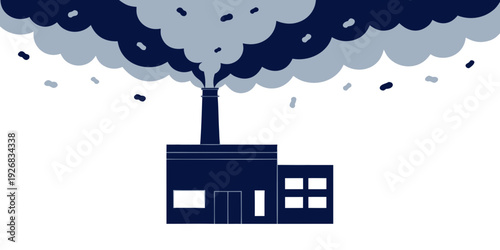 Factory Chimney Emitting Smoke Air Pollution Concept Vector Illustration