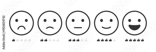 Feedback emoji, rating, emotion, evaluation, review concept. Customer satisfaction scale face emoji