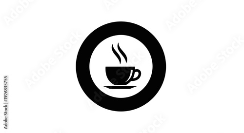 Black Coffee Cup Icon with Steam.