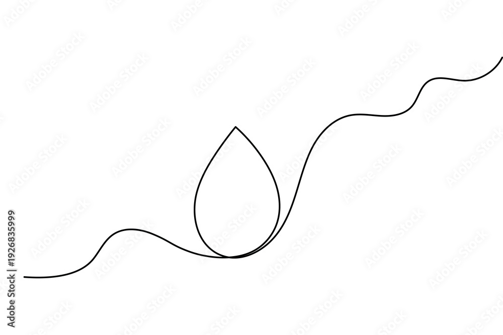 Obraz premium Health icon continuous one line drawing minimalist water drop outline vector illustration